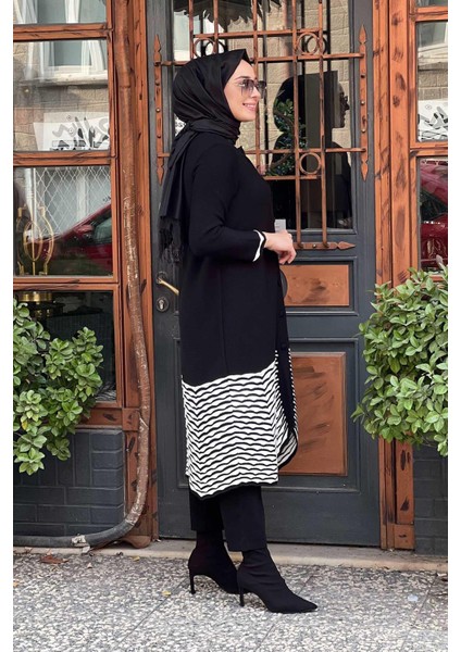 Etek Ucu Örgü Teknikli Hırka T25K-9023 Siyah fiyatları