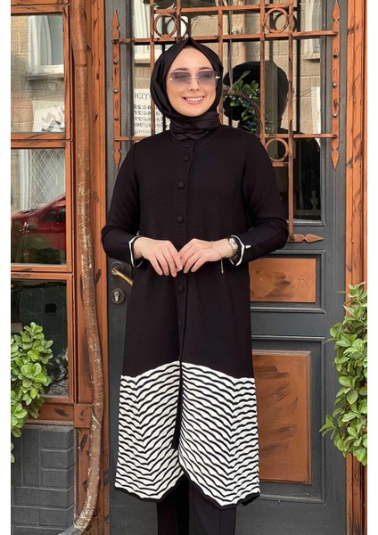 Etek Ucu Örgü Teknikli Hırka T25K-9023 Siyah modelleri