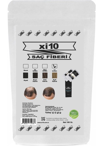 100 Gr. Açık Kahve (Lt Brown) Saç Tozu Refill Bag Hair Fiber Dolum Poşeti