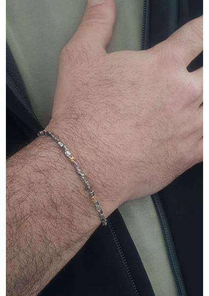 Italyan Tasarımı 925AYAR Gümüş Erkek Bileklik Özel Seri