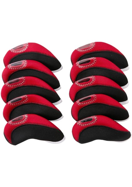 10X Neopren Golf Demir Headcovers Golf Kulübü Golf Sopası Kılıfı Koruyucu Erkek Kadın Golf Kırmızı (Yurt Dışından)