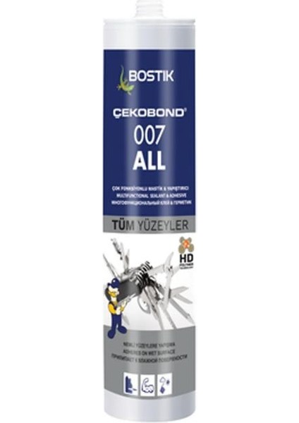 Bostik All 007 Mastik Silikon Beyaz 290 ml Tüm Yüzeylere Yapıştırma ve Izalasyon