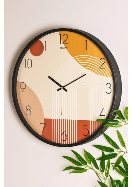 Pino Amore Siyah Metal Kasa Gerçek Cam 47 cm Sessiz Mekanizma Dekoratif Duvar Saati Mds-47