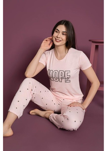 Bambu Sıfır Yaka Kısa Kol Kadın Pijama Takımı Lukitus