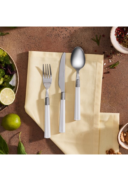 Fluca 18 Parça 6 Kişilik Yemek Çatal Kaşık Bıçak Seti Beyaz