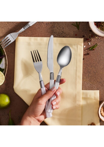 Fluca 18 Parça 6 Kişilik Yemek Çatal Kaşık Bıçak Seti Beyaz