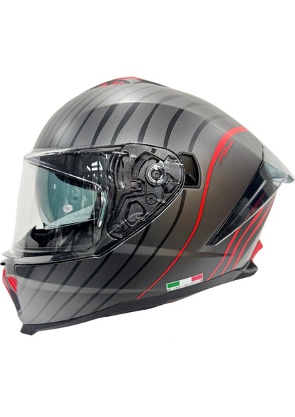 Sw 865 Space Black Red Güneş Vizörlü Kask