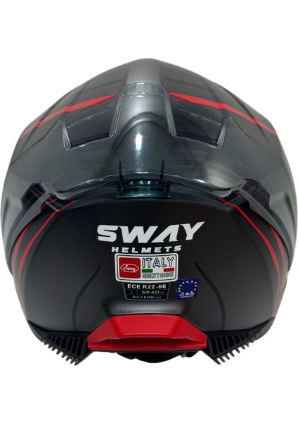 Sw 865 Space Black Red Güneş Vizörlü Kask