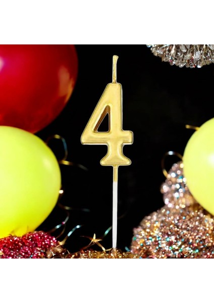 4 Yaş Gold Rakam Mum