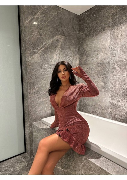 Anastasia Sim Detay Volanlı Elbise fiyatları