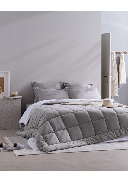 Bobigny Tek Kişilik SuperSoft Comforter Set - Gri