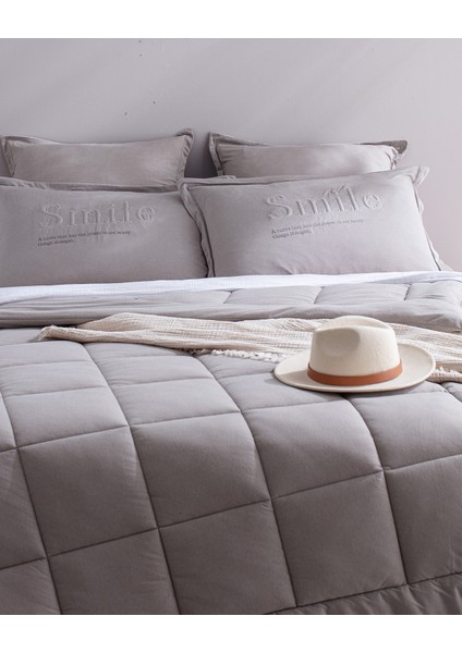 Bobigny Tek Kişilik SuperSoft Comforter Set - Gri