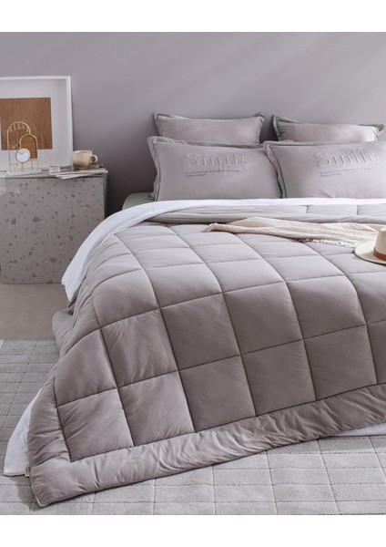 Bobigny Tek Kişilik SuperSoft Comforter Set - Gri