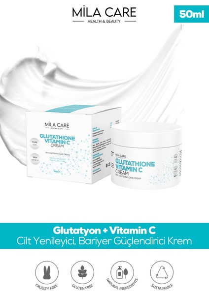 Cilt Yenileyici, Bariyer Güçlendirici, Aydınlatıcı Glutatyon Vitamin C Krem 50 ml x 3 Adet