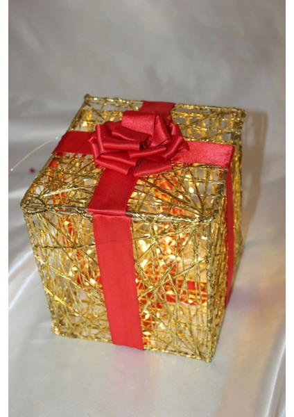 Yılbaşı Ağacı Noel LED Işıklı Hediye Kutusu Paketi Yılbaşı Gold 15*15*15 fırsatları
