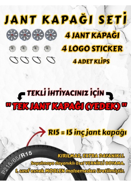 Punto 15 Inç Jant Kapak Seti Gri