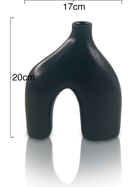 Hill Seramik Vazo - Dekoratif Ev Aksesuarı - Siyah - 20 cm * 17 cm fiyatları