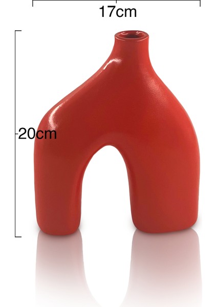 Hill Seramik Vazo - Dekoratif Ev Aksesuarı - Kırmızı - 20 cm * 17 cm fiyatları