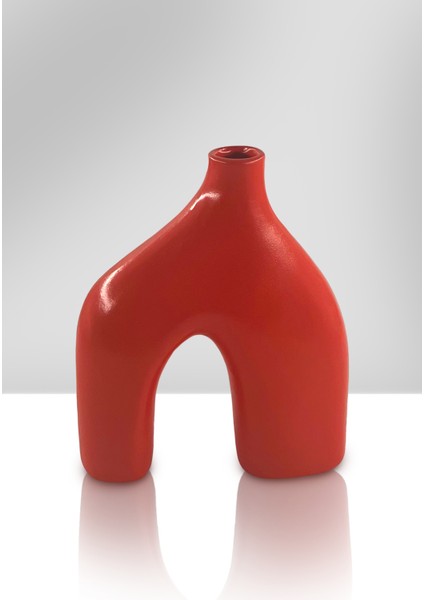 Hill Seramik Vazo - Dekoratif Ev Aksesuarı - Kırmızı - 20 cm * 17 cm modelleri