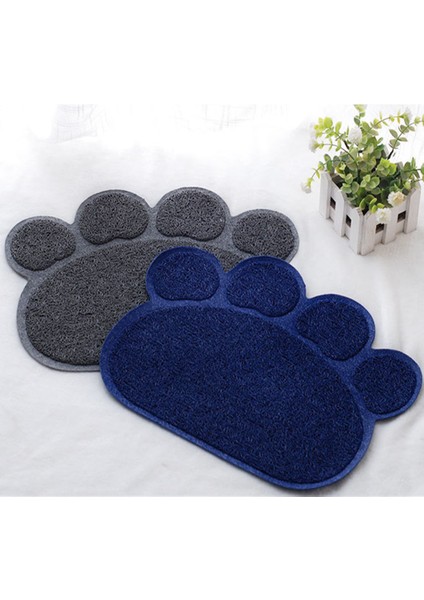 Deniz Mavisi Renk Stili 40X30CM Kedi Kumu Matı Pati Baskılı Mama Tabak Altlığı Kedi Yatağı Pedleri Kaymaz Su Geçirmez Kedi Tuzağı Matları Kedi Aksesuarları (Yurt Dışından)