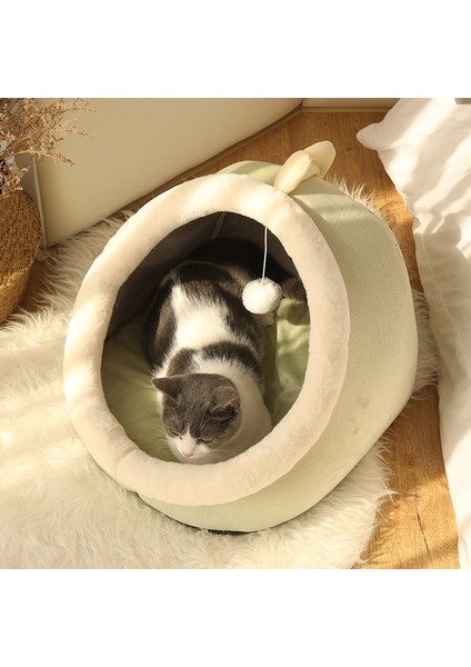 Açık Yeşil Stil S (31X30X28CM) Kedi Yatağı Sıcacık Kedi Kumu Rahat Kedi Evi Çadırı Çok Yumuşak Küçük Köpek Matı Yıkanabilir Kediler Yatakları (Yurt Dışından)