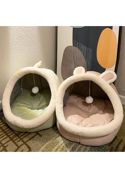 Sarı Kedi Kulakları Stili S Beden Sevimli Kedi Yatağı Sıcak Pet Sepeti Şirin Kediler Için Konforlu Kedi Evi (Yurt Dışından) indirimleri