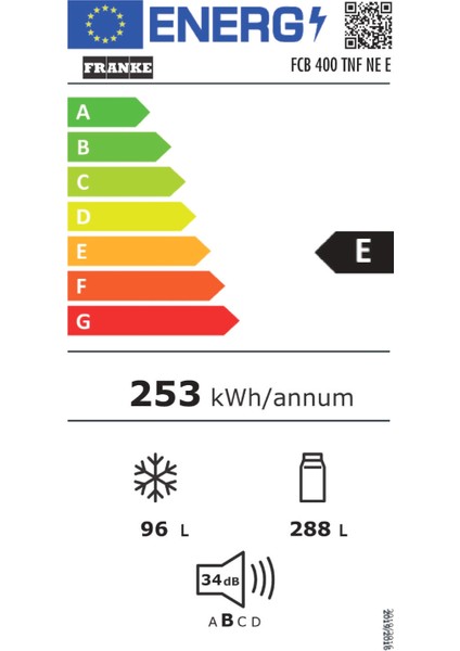 Fcb 400 Tnf Ne E Enerji Sınıfı 384 lt No Frost Buzdolabı