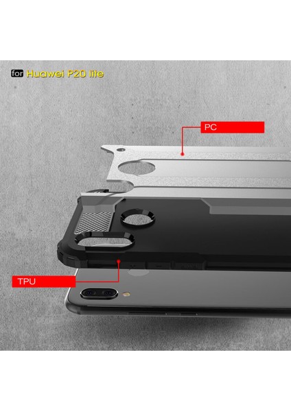 Huawei P20 Lite Kılıf Zırhlı Silikon Kılıf Gold