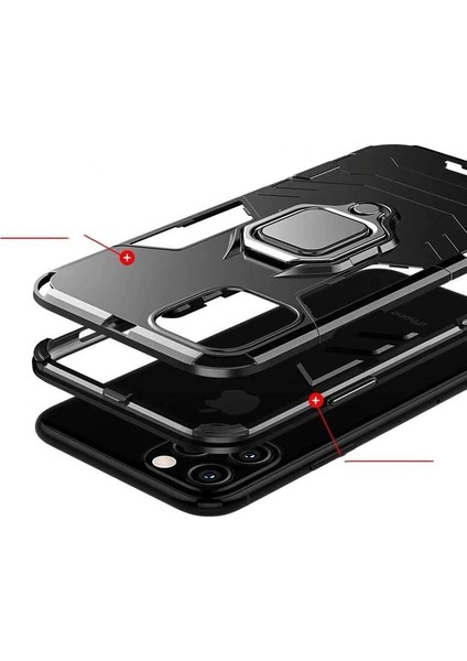 Apple iPhone 11 Pro Max Kılıf Verüs Yüzüklü Silikon Kenar Kılıf Siyah fiyatları