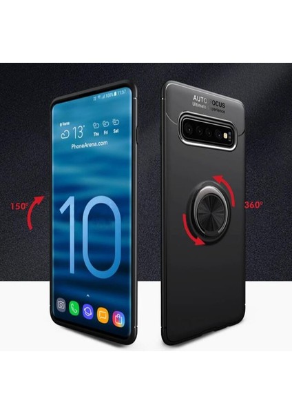 Samsung Galaxy S10 Kılıf Zebana Yüzüklü Silikon Kılıf Kırmızı