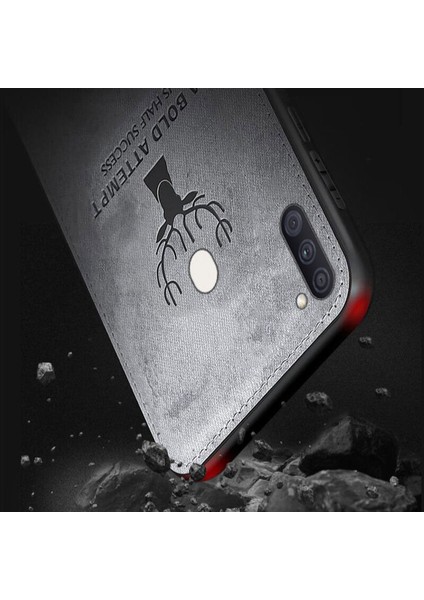 Samsung Galaxy A11 Kılıf Silikon Kenar Kumaş Kılıf Mavi modelleri