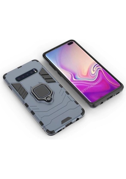 Samsung Galaxy S10E Kılıf Verüs Yüzüklü Silikon Kenar Kılıf Siyah