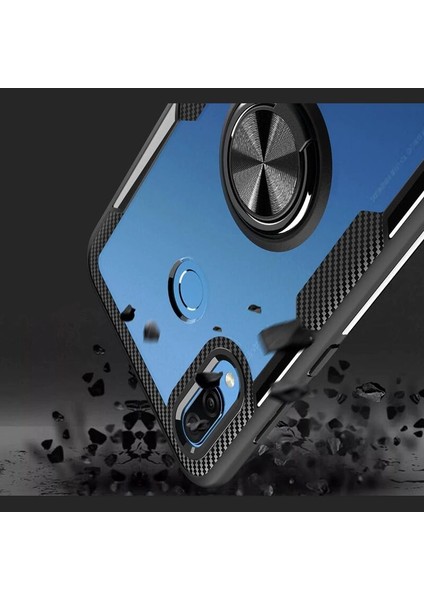 Huawei P20 Lite Kılıf Yüzüklü Silikon Kenarlı Kılıf Kırmızı modelleri