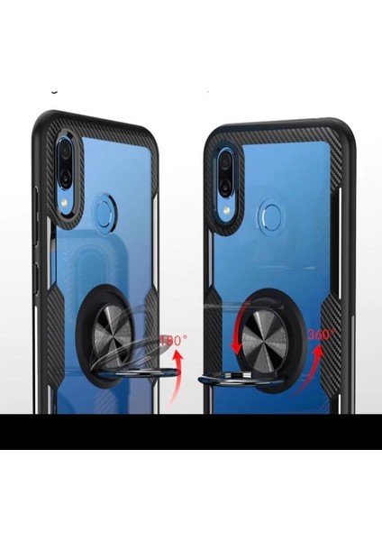 Huawei P20 Lite Kılıf Yüzüklü Silikon Kenarlı Kılıf Kırmızı fırsatları