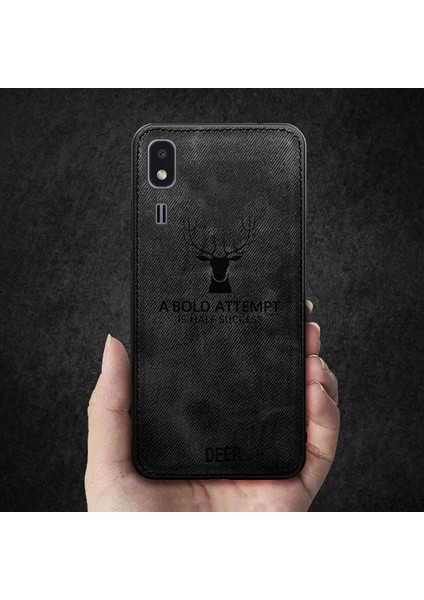 Samsung Galaxy A2 Core Kılıf Silikon Kenar Kumaş Kılıf Gri