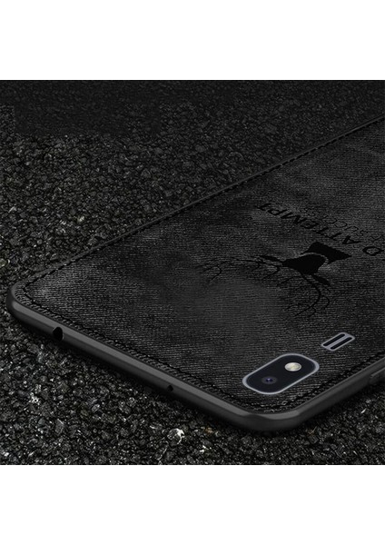 Samsung Galaxy A2 Core Kılıf Silikon Kenar Kumaş Kılıf Gri