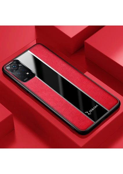 Xiaomi Redmi Note 11 Kılıf Zebana Premium Deri Kılıf Kırmızı