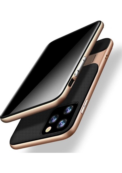 Apple iPhone 11 Pro Max Kılıf Dara Standlı Silikon Kapak Kırmızı