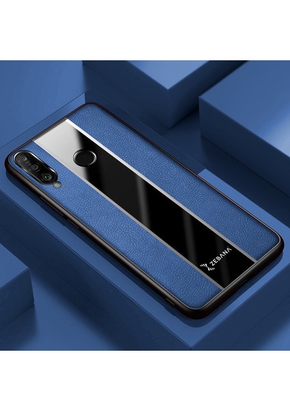 Huawei P30 Lite Kılıf Zebana Premium Deri Kılıf Mavi