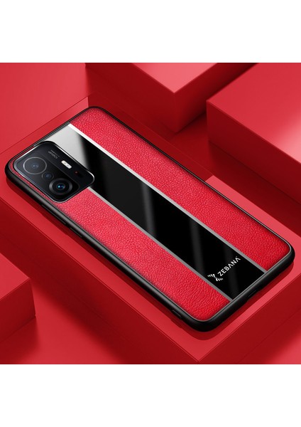 Xiaomi Mi 11T Kılıf Zebana Premium Deri Kılıf Kırmızı