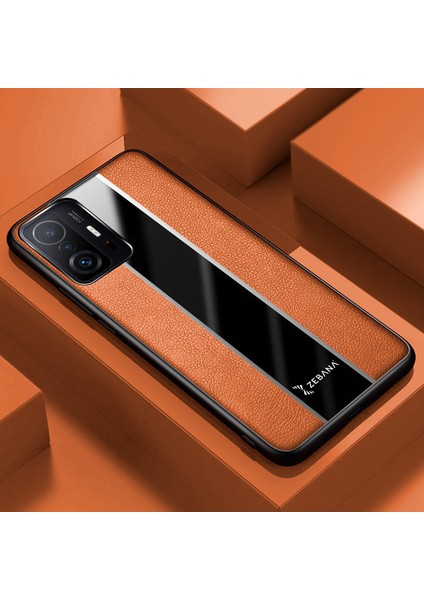 Xiaomi Mi 11T Kılıf Zebana Premium Deri Kılıf Kahverengi