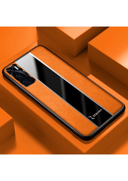 Vivo V20 Se Kılıf Zebana Premium Deri Kılıf Turuncu