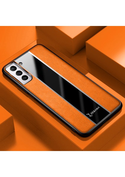 Samsung Galaxy S21 Plus Kılıf Zebana Premium Deri Kılıf Turuncu