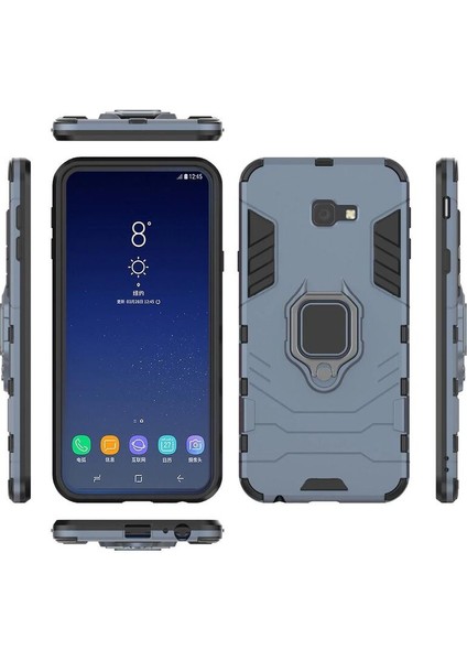 Samsung Galaxy J4 Core Kılıf Verüs Yüzüklü Silikon Kenar Kılıf Siyah