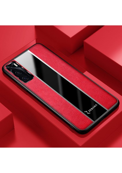 Vivo V20 Se Kılıf Zebana Premium Deri Kılıf Kırmızı