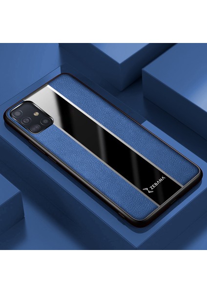 Samsung Galaxy A51 Kılıf Zebana Premium Deri Kılıf Mavi