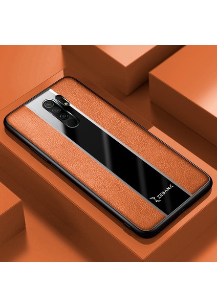 Xiaomi Redmi 9 Kılıf Zebana Premium Deri Kılıf Kahverengi