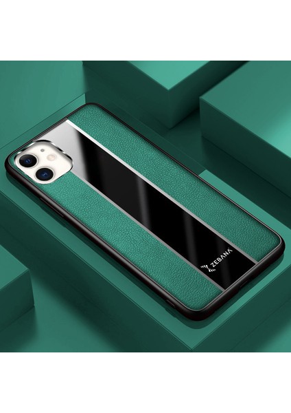 Apple iPhone 12 Kılıf Zebana Premium Deri Kılıf Yeşil