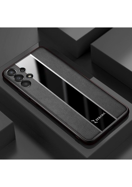 Samsung Galaxy A72 Kılıf Zebana Premium Deri Kılıf Siyah