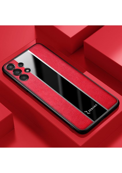 Samsung Galaxy A72 Kılıf Zebana Premium Deri Kılıf Kırmızı